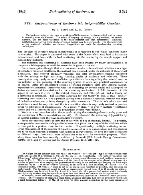 S 72. Back-scattering of electrons into Geiger–Müller counters