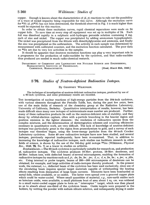 S 76. Studies of neutron-deficient radioactive isotopes