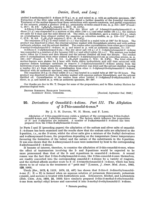 10. Derivatives of oxazolid-2 : 4-dione. Part III. The alkylation of 2-thio-oxazolid-4-ones
