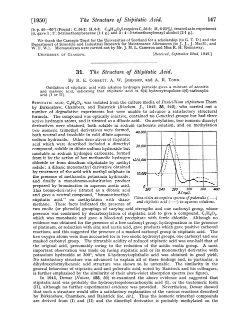 31. The structure of stipitatic acid