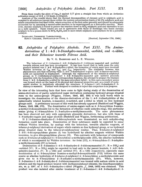 82. Anhydrides of polyhydric alcohols. Part XIII. The amino-derivatives of 1 : 4–3 : 6-dianhydro-mannitol, -sorbitol, and -L-iditol, and their behaviour towards nitrous acid