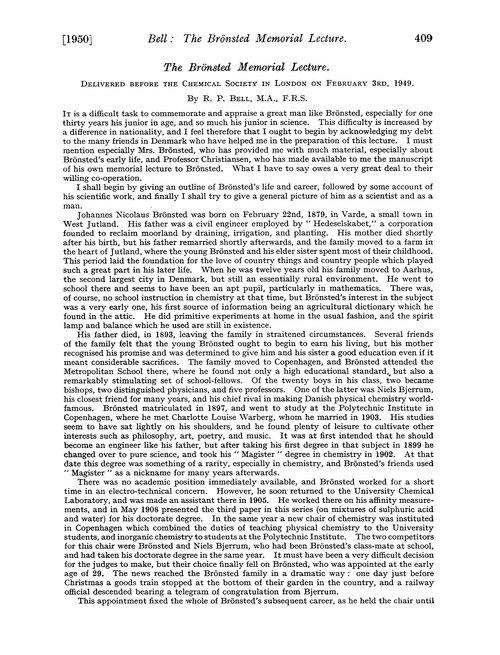 The Brönsted memorial lecture