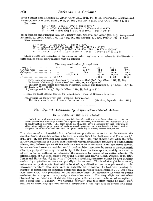 98. Optical activation by asymmetric solvent action