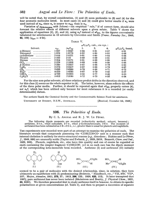 106. The polarities of enols