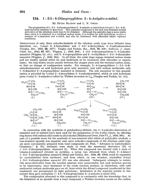 114. 1 : 2–5 : 6-Diisopropylidene 3 : 4-anhydro-D-talitol