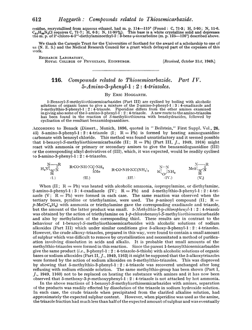 116. Compounds related to thiosemicarbazide. Part IV. 5-Amino-3-phenyl-1 : 2 : 4-triazoles