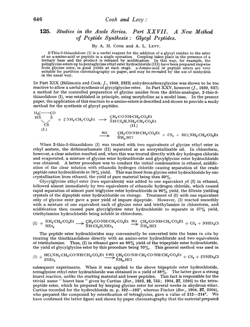 125. Studies in the azole series. Part XXVII. A new method of peptide synthesis : glycyl peptides