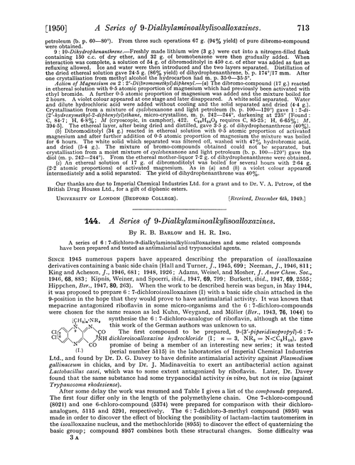 144. A series of 9-dialkylaminoalkylisoalloxazines