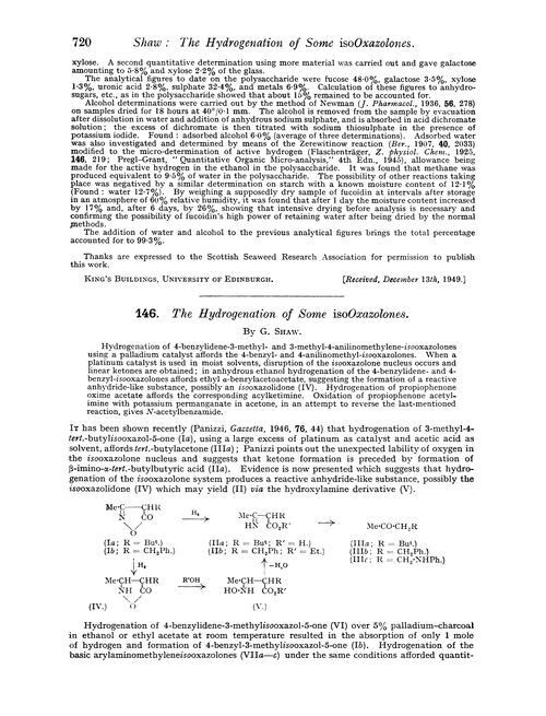 146. The hydrogenation of some isooxazolones