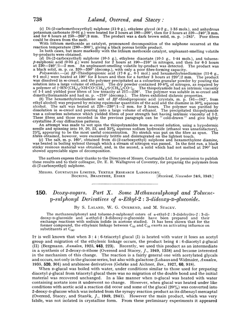 150. Deoxy-sugars. Part X. Some methanesulphonyl and toluene-p-sulphonyl derivatives of α-ethyl-2 : 3-dideoxy-D-glucoside