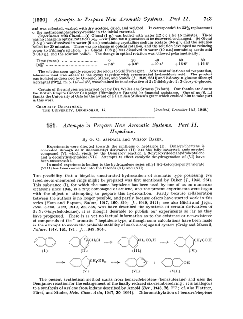 151. Attempts to prepare new aromatic systems. Part II. Heptalene