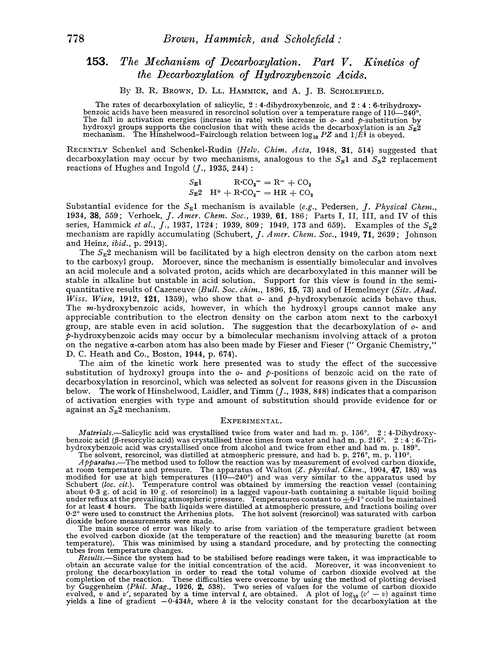 153. The mechanism of decarboxylation. Part V. Kinetics of the decarboxylation of hydroxybenzoic acids