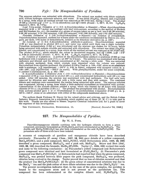 157. The manganohalides of pyridine