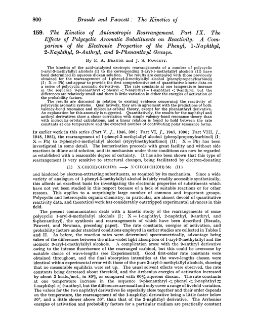 159. The kinetics of anionotropic rearrangement. Part IX. The effects of polycylic aromatic substituents on reactivity. A comparison of the electronic properties of the phenyl, 1-naphthyl, 2-naphthyl, 9-anthryl, and 9-phenanthryl groups