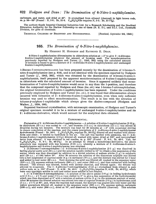 165. The bromination of 6-nitro-1-naphthylamine