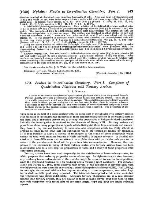 170. Studies in co-ordination chemistry. Part I. Complexes of quadrivalent platinum with tertiary arsines