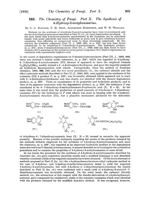 183. The chemistry of fungi. Part X. The synthesis of 4-hydroxy-3-acetylcoumarins