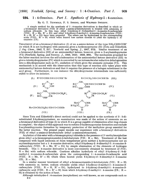 184. 1 : 4-Oxazines. Part I. Synthesis of hydroxy-1 : 4-oxazines