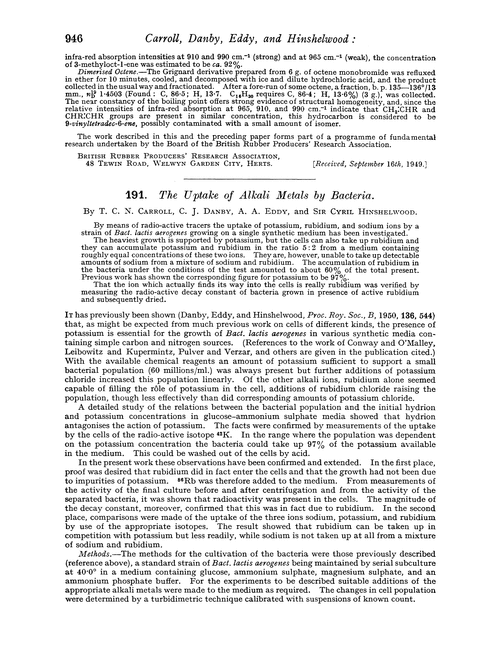 191. The uptake of alkali metals by bacteria