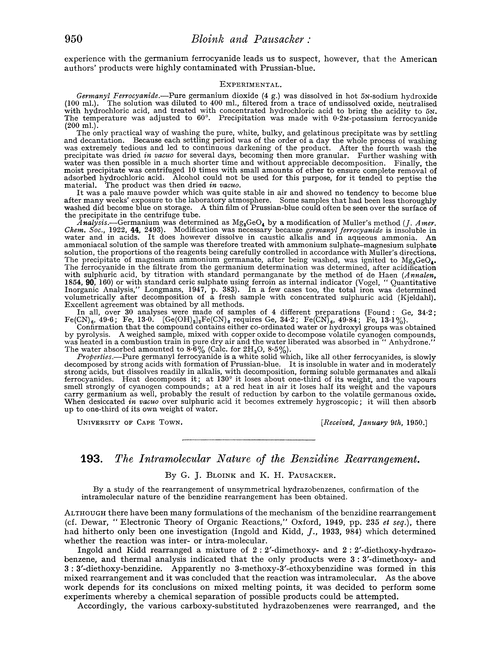 193. The intramolecular nature of the benzidine rearrangement
