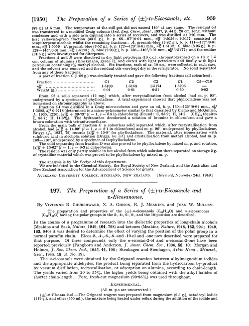 197. The preparation of a series of (±)-n-eicosanols and n-eicosanones