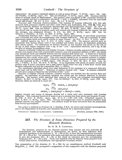 217. The structure of some diamines prepared by the Mannich Reaction