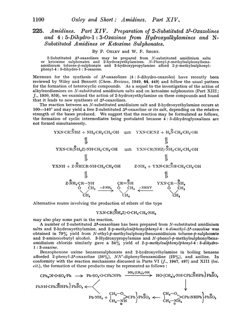 225. Amidines. Part XIV. Preparation of 2-substituted Δ2-oxazolines and 4 : 5-dihydro-1 : 3-oxazines from hydroxyalkylamines and N-substituted amidines or ketoxime sulphonates