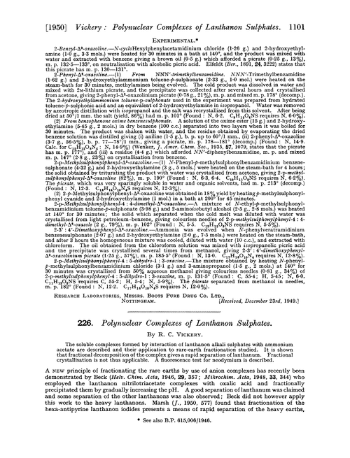 226. Polynuclear complexes of lanthanon sulphates