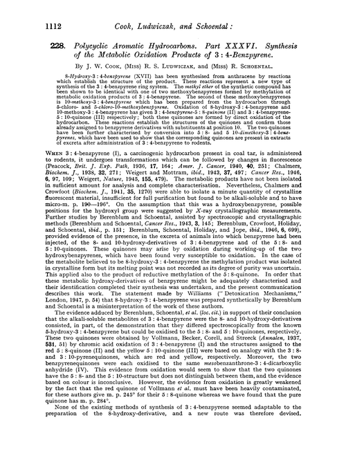 228. Polycyclic aromatic hydrocarbons. Part XXXVI. Synthesis of the metabolic oxidation products of 3 : 4-benzpyrene