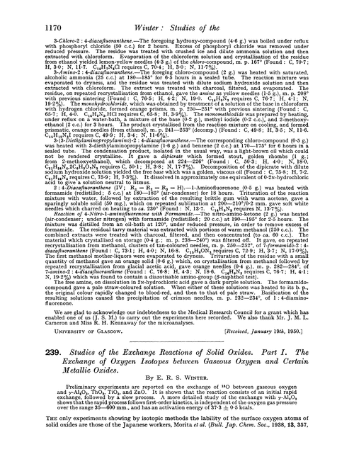 239. Studies of the exchange reactions of solid oxides. Part I. The exchange of oxygen isotopes between gaseous oxygen and certain metallic oxides