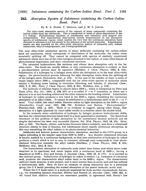 242. Absorption spectra of substances containing the carbon-iodine bond. Part I