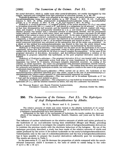 250. The isomerism of the oximes. Part XL. The hydrolysis of acyl halogenobenzaldoximes by alkalis