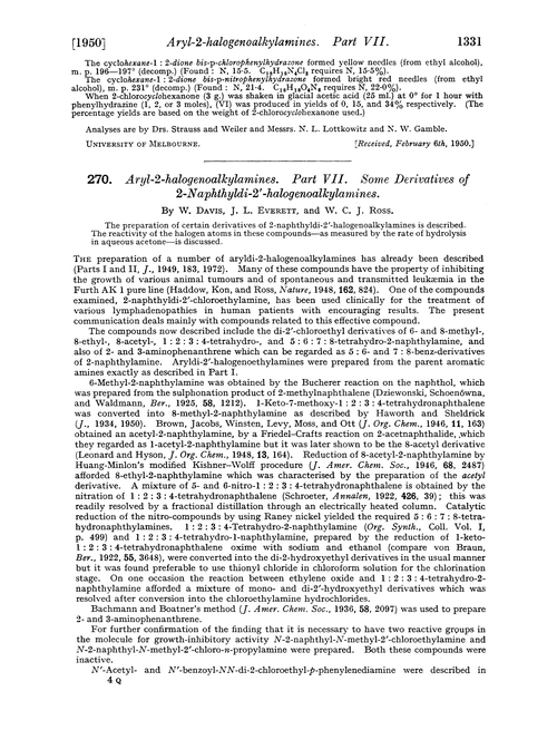 270. Aryl-2-halogenoalkylamines. Part VII. Some derivatives of 2-naphthyldi-2′-halogenoalkylamines