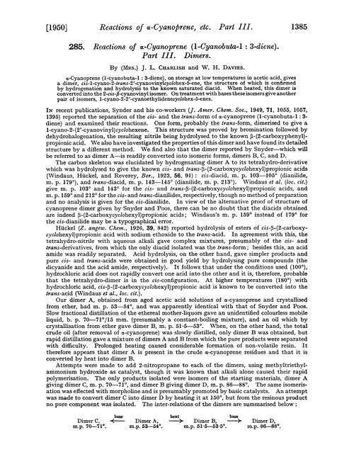 285. Reactions of α-cyanoprene (1-cyanobuta-1 : 3-diene). Part III. Dimers