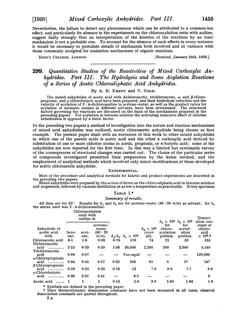 299. Quantitative studies of the reactivities of mixed carboxylic anhydrides. Part III. The hydrolysis and some acylation reactions of a series of acetic chloroaliphatic acid anhydrides
