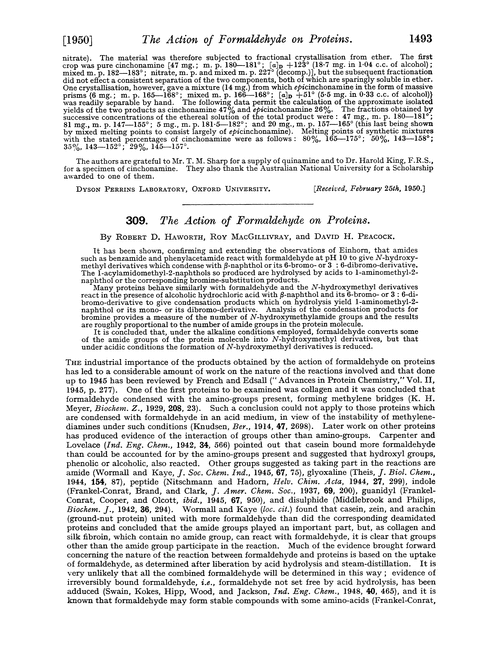 309. The action of formaldehyde on proteins