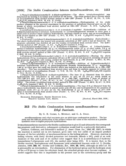 313. The Stobbe condensation between mesobenzanthrone and ethyl succinate