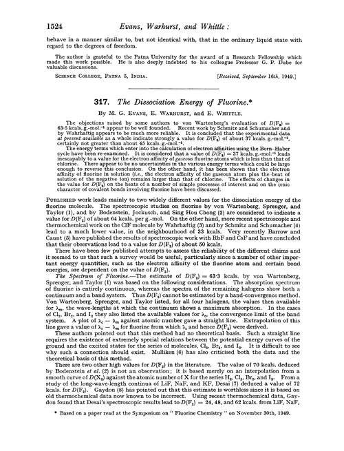 317. The dissociation energy of fluorine