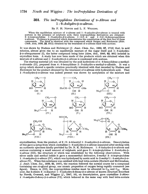 351. The isopropylidene derivatives of D-altrose and 1 : 6-anhydro-β-D-altrose