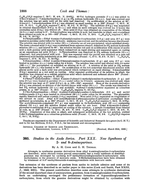 385. Studies in the azole series. Part XXX. New syntheses of 2- and 8-aminopurines