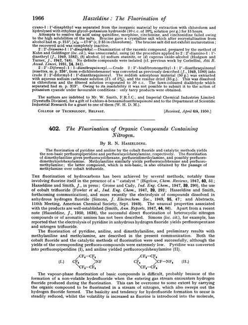 402. The fluorination of organic compounds containing nitrogen