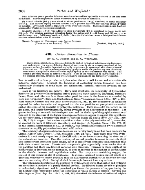 418. Carbon formation in flames