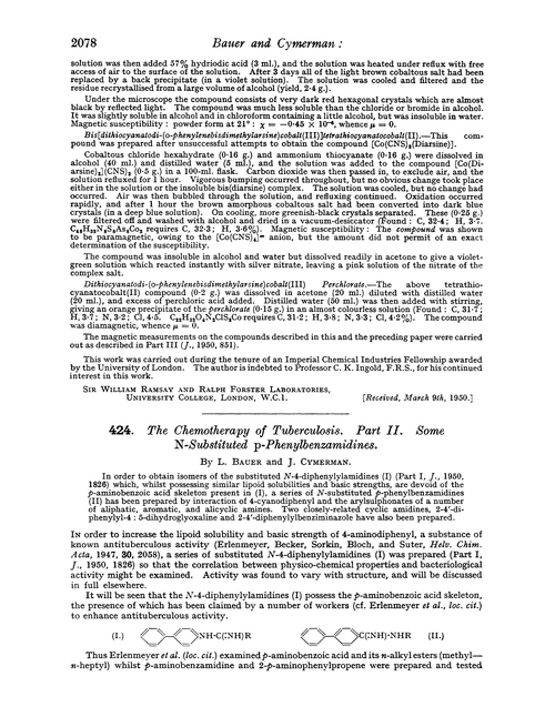 424. The chemotherapy of tuberculosis. Part II. Some N-substituted p-phenylbenzamidines