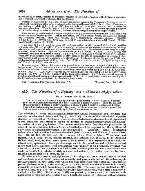 430. The nitration of 4-hydroxy- and 4-chloro-3-methylquinoline