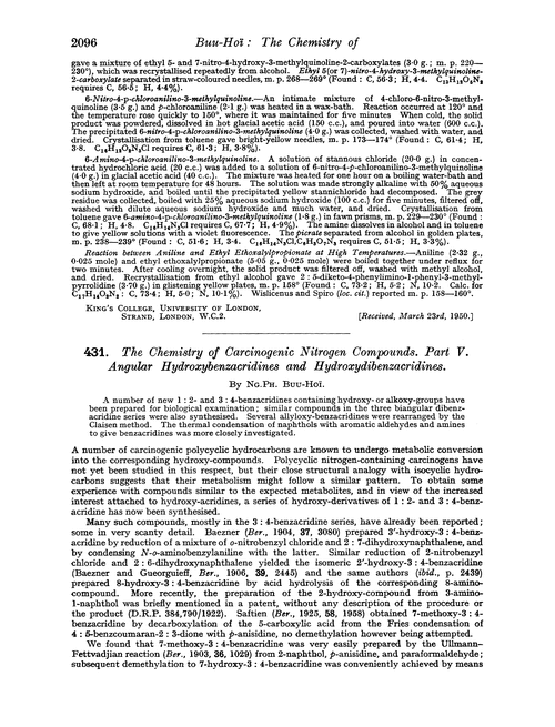 431. The chemistry of carcinogenic nitrogen compounds. Part V. Angular hydroxybenzacridines and hydroxydibenzacridines