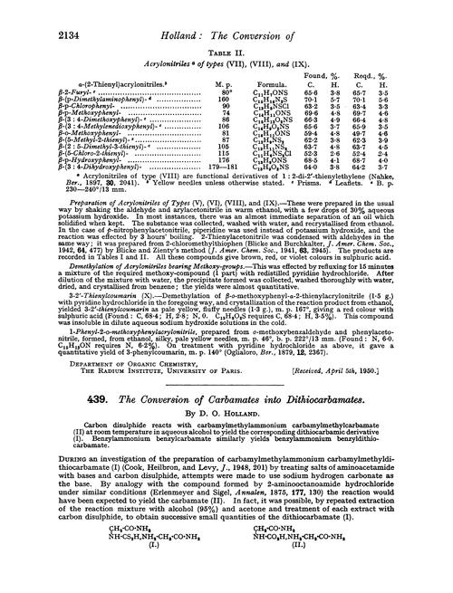 439. The conversion of carbamates into dithiocarbamates