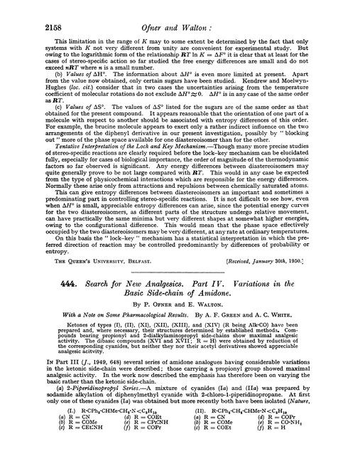 444. Search for new analgesics. Part IV. Variations in the basic side-chain of amidone