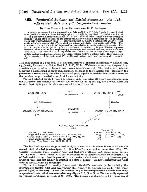 460. Unsaturated lactones and related substances. Part III. α-Ketoadipic acid and γ-carboxymethylenebutanolide
