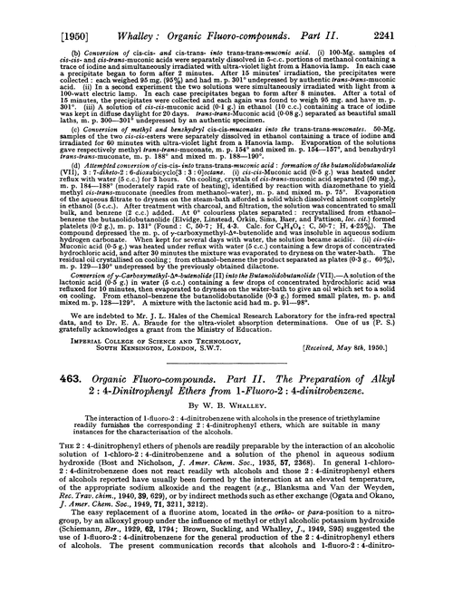 463. Organic fluoro-compounds. Part II. The preparation of alkyl 2 : 4-dinitrophenyl ethers from 1-fluoro-2 : 4-dinitrobenzene