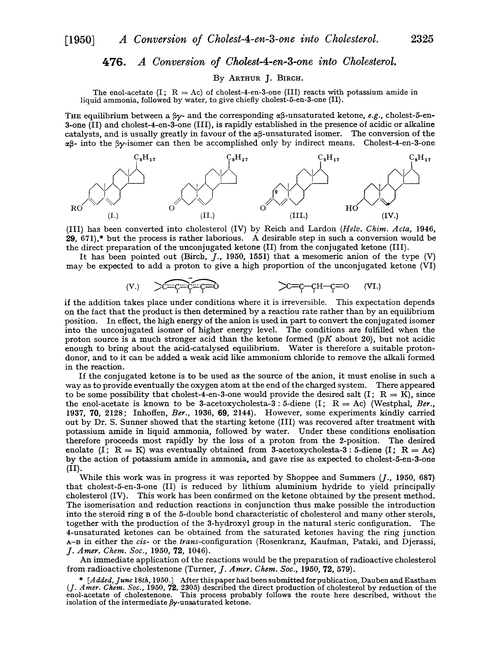 476. A conversion of cholest-4-en-3-one into cholesterol